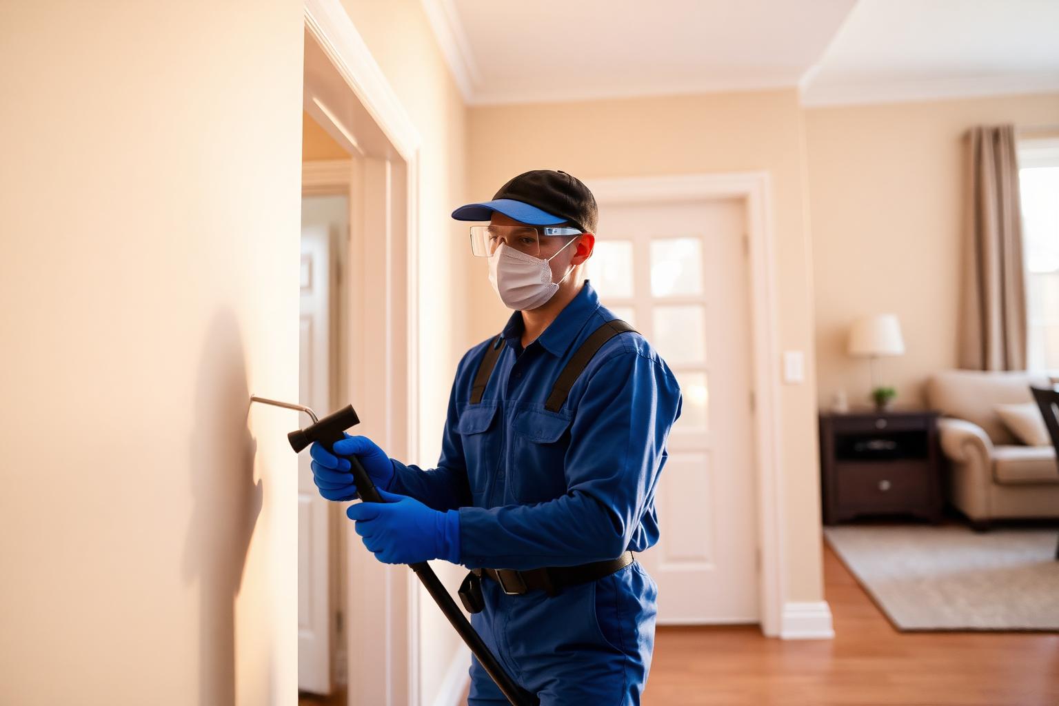 Technician treating a home for ants and cockroaches